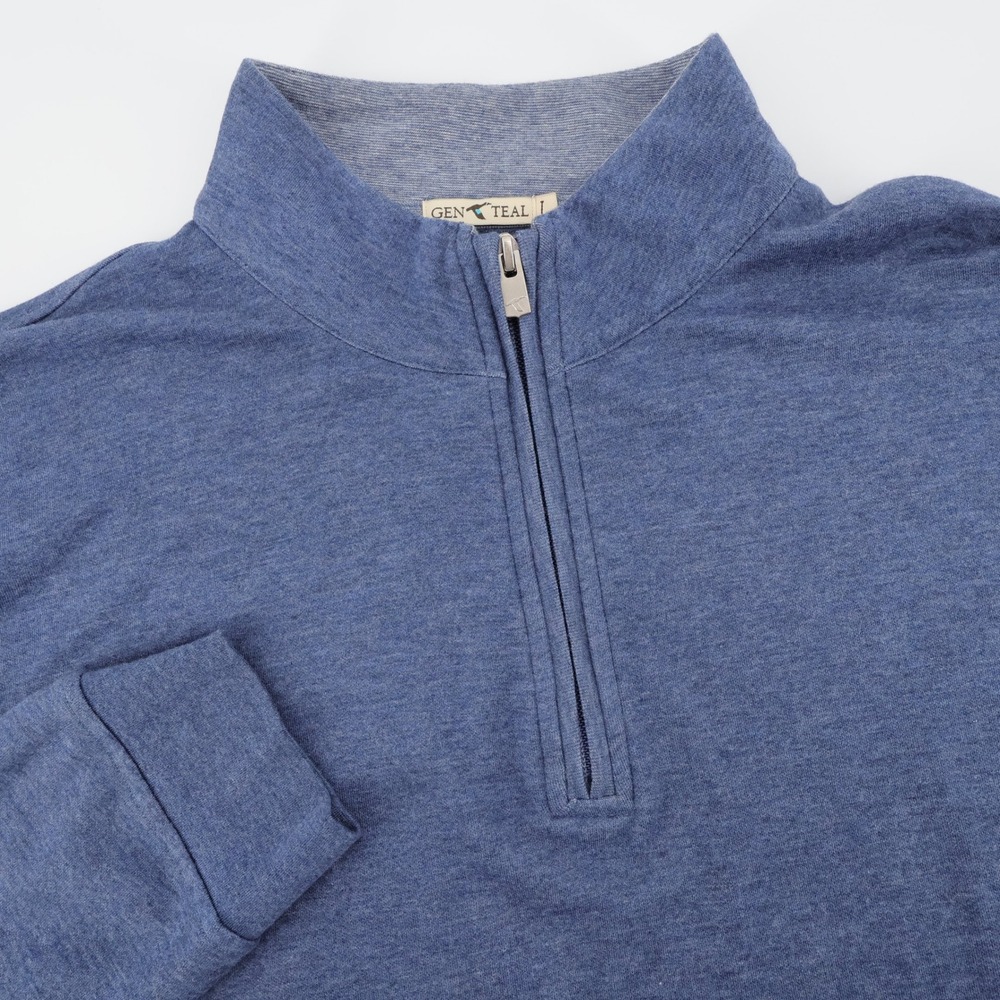 GenTeal Heathered 1/4 Zip Pullover Blue Long Sleeve Mens Large Shirt